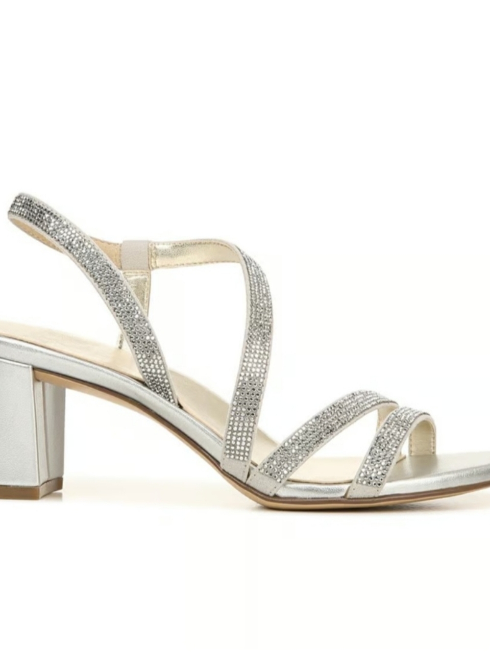 Naturalizer Vanessa2 Metallic Silver Formal Heeled Rhinestones Sandals Size 7